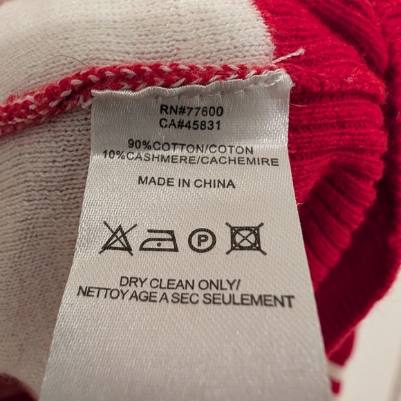 Chaser Red and White Stars Weekend Cashmere Cotton Blend Crewneck Sweater - Sz S - Picture 5 of 6